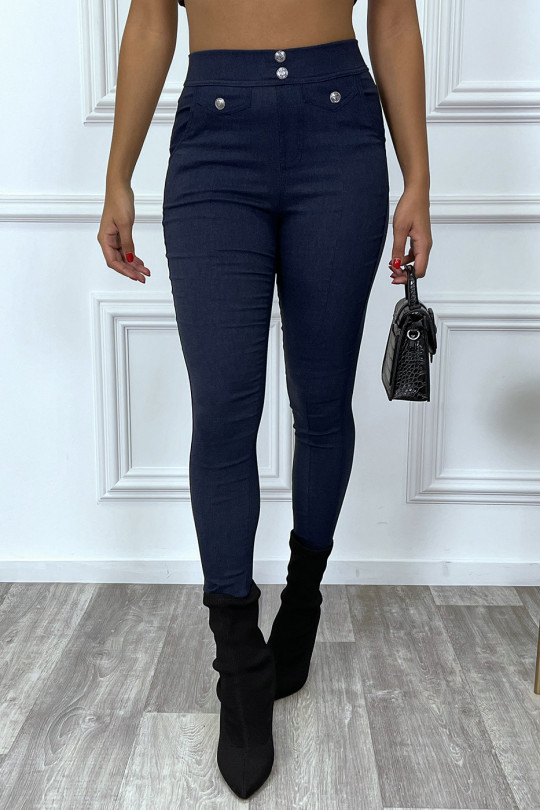 Pantalon Slim marine Taille Haute – Image 3