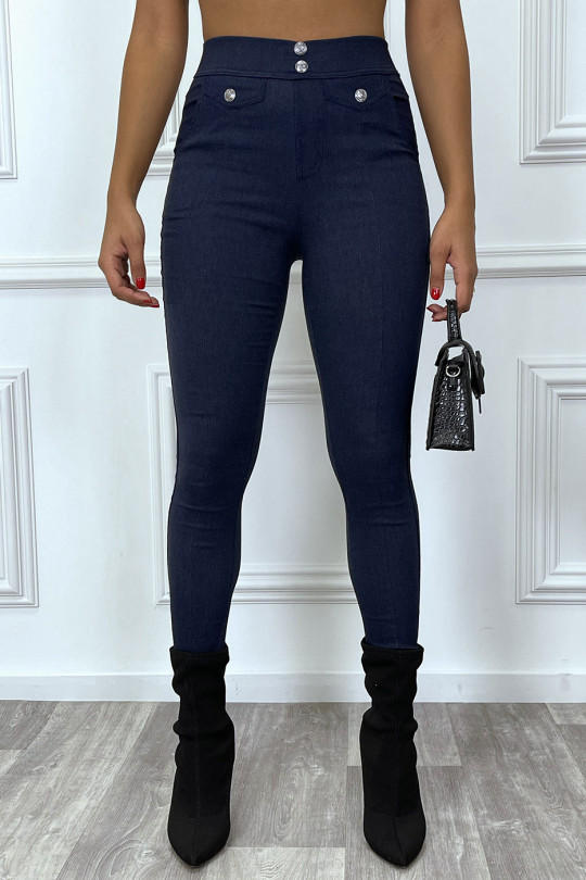 Pantalon Slim marine Taille Haute – Image 6