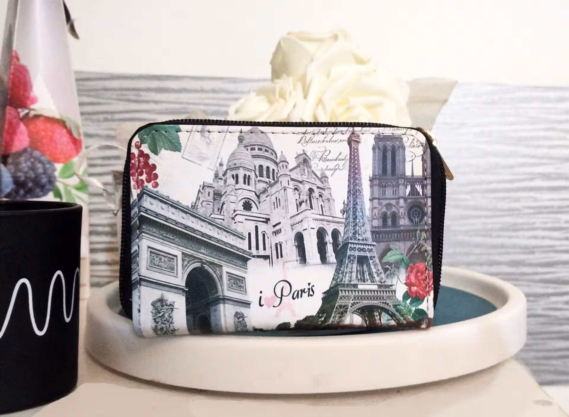 Porte-monnaie portefeuille Fun imprimé "I love Paris"