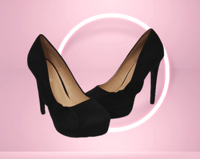 Escarpins en daim noir avec noeud