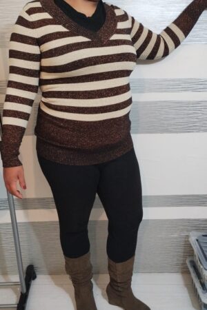 Pull long paillettes brun