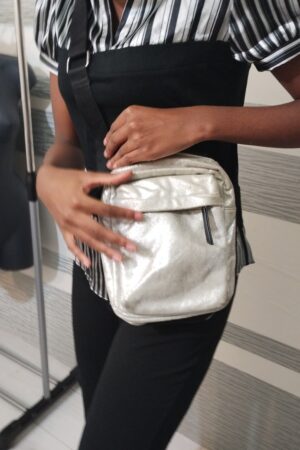 Grande Sacoche à paillettes argentée bandoulière