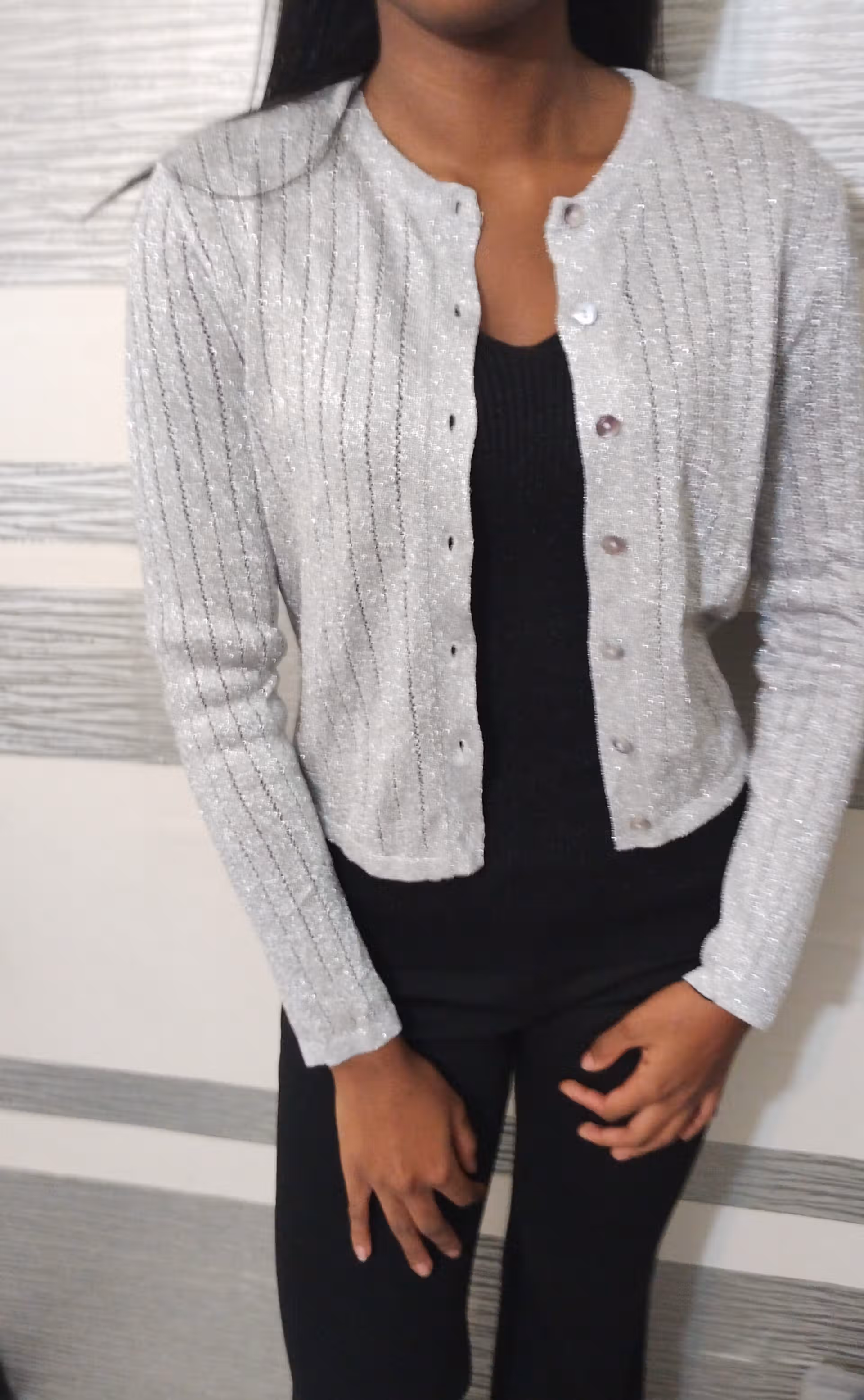 Gilet gris argenté paillettes simple