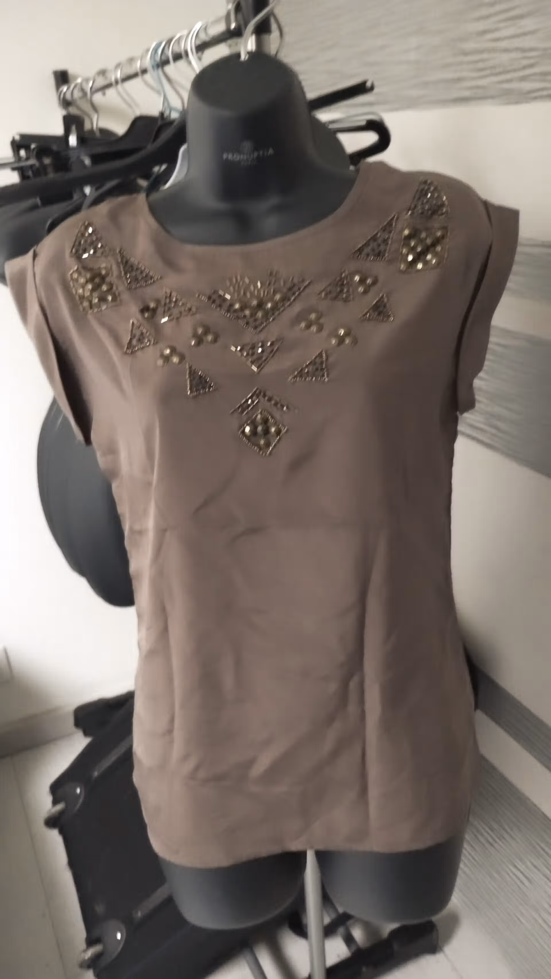 T-Shirt Cache Cache Satin & Bijoux Couleur Bronze