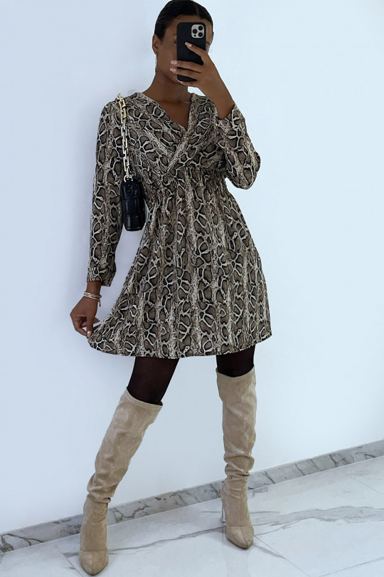 Robe fluide élégante Coeur croisé motif Python