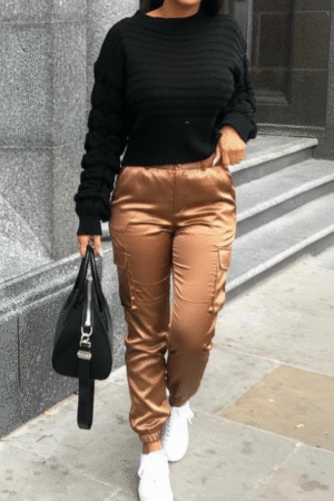 Pantalon Cargo satiné brun