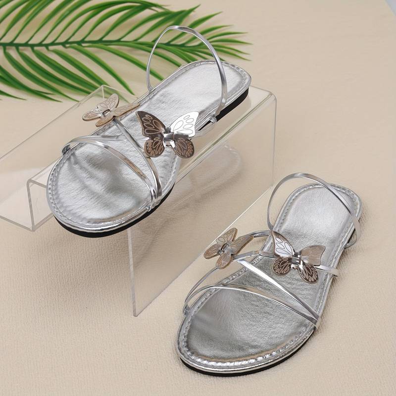 Sandales plates argentées sexy