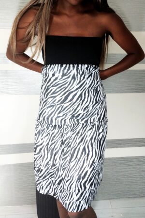Robe bustier zèbre à volants