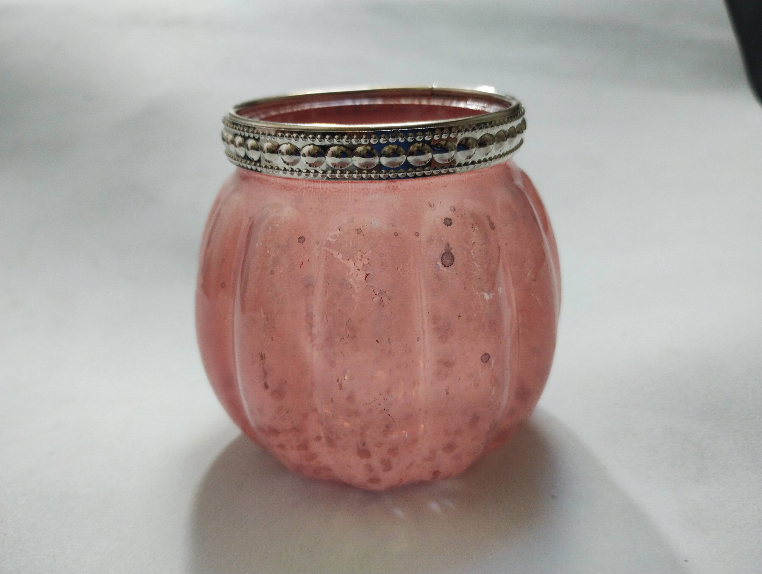 Verre à bougie chauffe plat rose