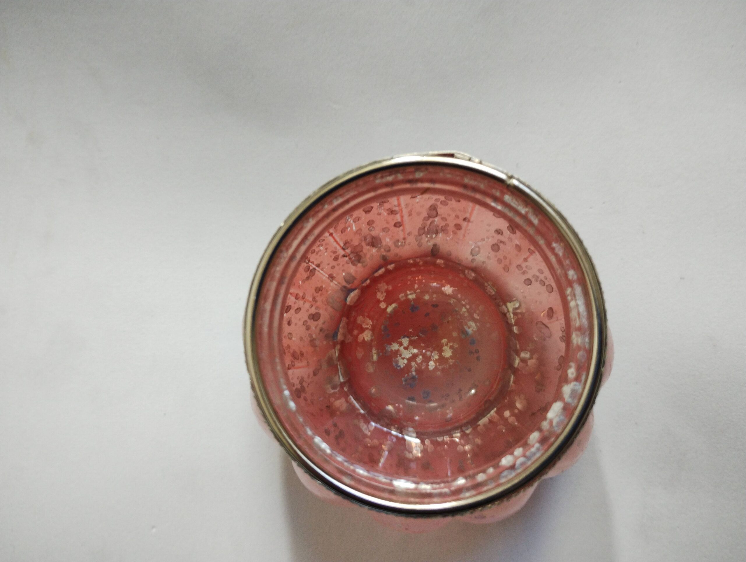 Portes-Bougies verre rose paillettes