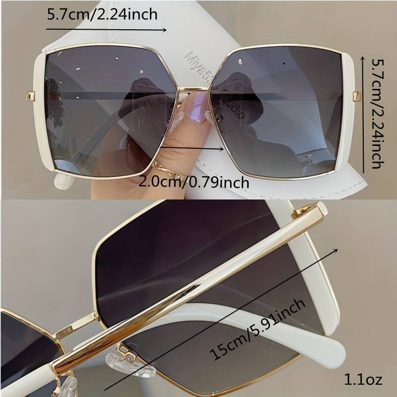 Lunettes Luxe monture blanche métal doré – Image 2