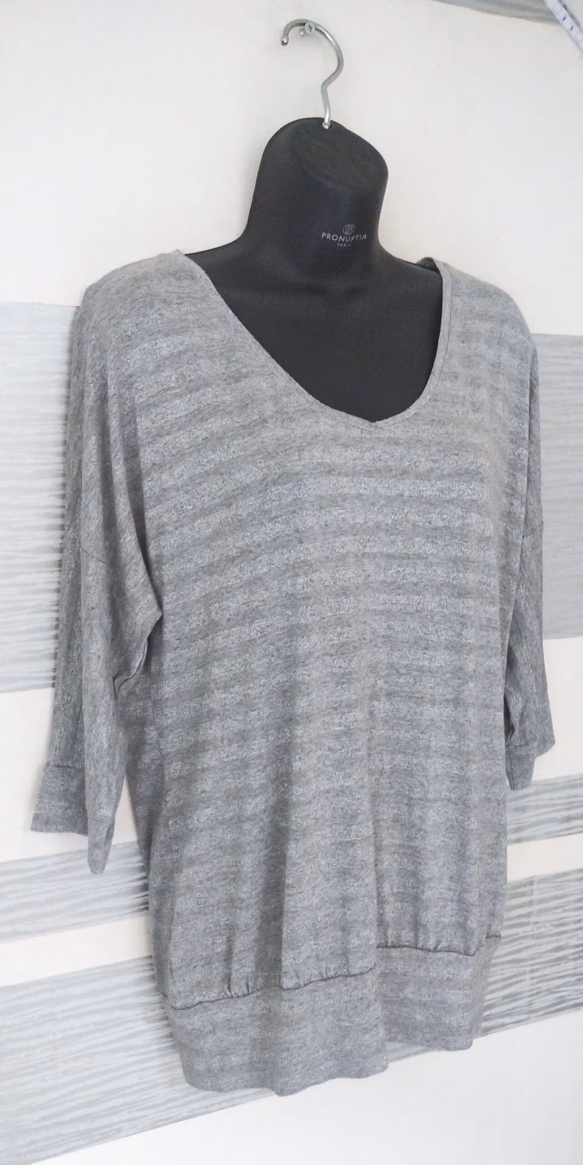 T-shirt gris rayures argenté Cache cache