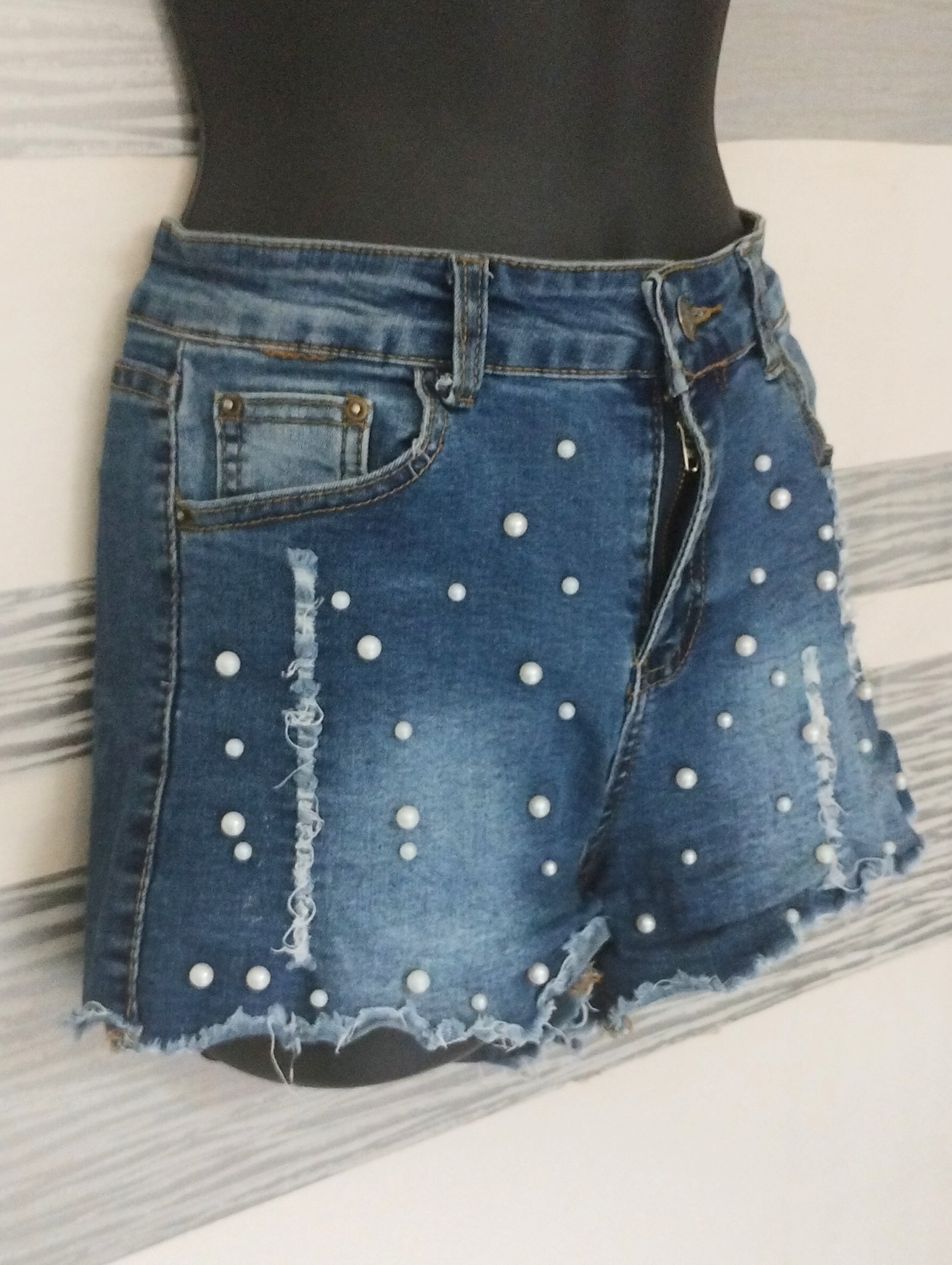 Short Sexy Jeans Perles – Image 2