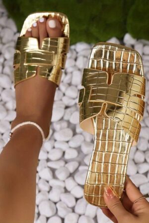 Sandales luxe dorées plates