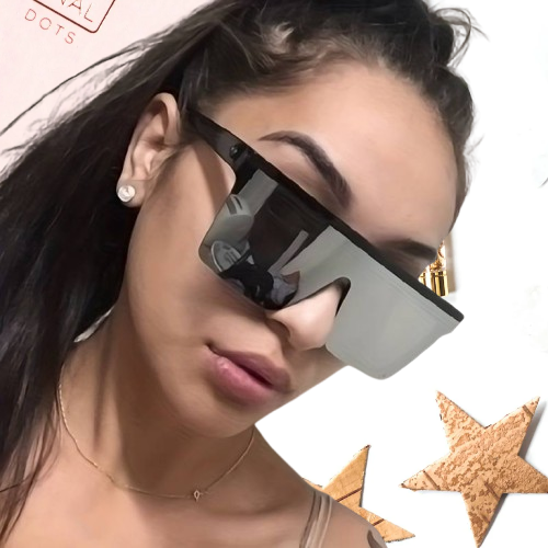 Lunettes trendy oversize argent 414