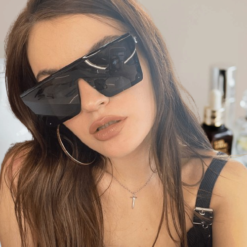 Lunettes trendy oversize noires 412 – Image 2