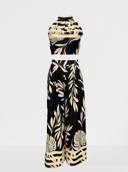 Ensemble Croptop Pantalon large feuilles – Image 6