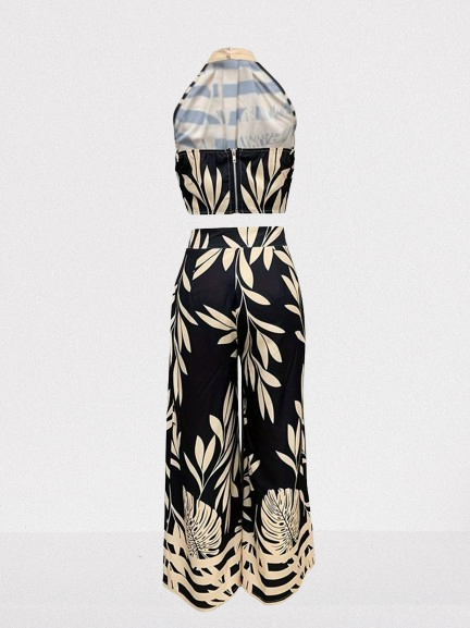 Ensemble Croptop Pantalon large feuilles – Image 8