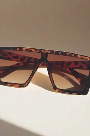 Lunettes trendy oversize brun léopard 413