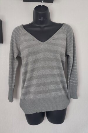 Pull à rayures gris argenté